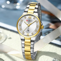 CURREN Women's Luxury Brand Watches Simple Quartz Auto Date Wristwatch Female Waterproof Clock Luminous Hands 9107