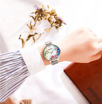 CURREN Women Watch Top Brand Luxury Gold Female Waterproof Clock Mesh Stainless Steel Bracelet Flower Ladies Wristwatch 9059