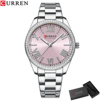 CURREN Brand New Charming Rose Ladies Watch Luminous Hands Stainless Steel Strap Clock Thin Quartz Ladies Watch relogio feminino