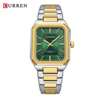 CURREN 8457 Business Minimalist Quartz Watch Waterproof Square Stainless Steel Strap Wristwatch with Luminous Function