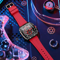 CURREN 8442 Unique Barrel Shaped Large Dial Men's Watch Casual Quartz Silicone Strap Automatic Date Chronograph Watches for Man