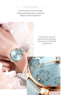 CURREN Watches for Woman Fashion Waterproof Clock Top Brand Luxury Creative Romantic Flower Dial Wristwatch Gift 9068