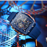 CURREN 8442 Unique Barrel Shaped Large Dial Men's Watch Casual Quartz Silicone Strap Automatic Date Chronograph Watches for Man