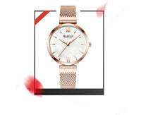 CURREN 9067 Minimalist Quartz Watch for Ladies, Stylish Alloy Mesh Stainless Steel Strap Wristwatch