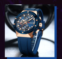 CURREN 8462 Top Luxury Quartz Men's Watch Silicone Strap Multifunctional Timing Code Classic Luminous Waterproof Men's Watch