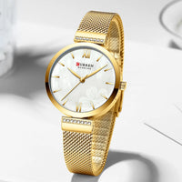 CURREN 9067 Minimalist Quartz Watch for Ladies, Stylish Alloy Mesh Stainless Steel Strap Wristwatch