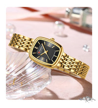 CURREN Fashion Rectangular Ladies Watches New Quartz Waterproof Stainless Steel Strap Wristwatch for Women
