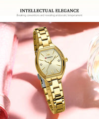 CURREN 9112 Minimalist Ladies' Quartz Watch, Barrel-shaped Waterproof Wristwatch with Roman Numeral