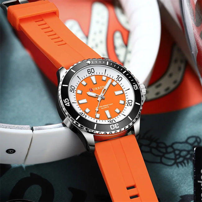 Curren 8448 Original Silicone Clock Hands Quartz Watches for Men Army Waterproof Sports Male Wristwatch reloj hombre