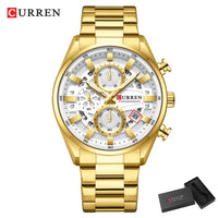 CURREN Men's Multifunctional Watch with Chronograph Date Stopwatch Waterproof Watches Stainless Steel Quartz Movement Clock