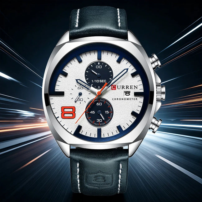 CURREN Luxury Brand Design Men's Quartz Watch with 3 Sub-dials Chronograph Date Casual Sports Wristwatch Gift for Him