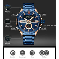 CURREN Sport Men Watch Top Brand Luxury Military Business Male Clock Gold Stainless Steel Quartz Digital Man Wristwatch 8384