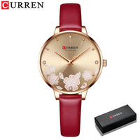 CURREN Watches for Woman Fashion Waterproof Clock Top Brand Luxury Creative Romantic Flower Dial Wristwatch Gift 9068