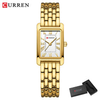 CURREN Luxury Ladies Fashion Quartz Watch Simple Scale Square Quality Women Watches Business Stainless Steel Folding Clock