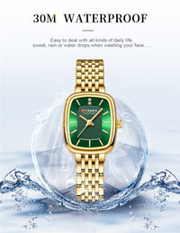 CURRN 9093 Women's Quartz Watch Fashion Leisure Diamond Simple Gold Silvery Steel Strip Wristwatch for Ladies Gift Clock