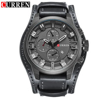 CURREN 8225 Luxury Large Dial Calendar Watch, Water-Resistant Blue Light Dial Quartz Leather Watch