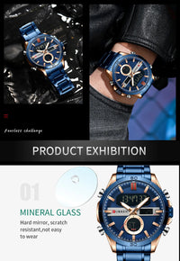 CURREN Sport Men Watch Top Brand Luxury Military Business Male Clock Gold Stainless Steel Quartz Digital Man Wristwatch 8384
