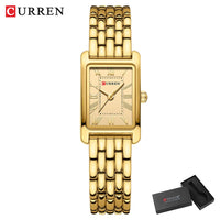 CURREN Luxury Ladies Fashion Quartz Watch Simple Scale Square Quality Women Watches Business Stainless Steel Folding Clock