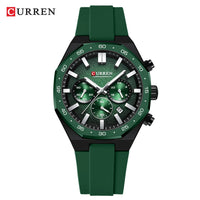 CURREN 8489 New Mens Watches Waterproof Sports Watch Silicone Strap Chronograph Quartz Wristwatch Relogios Masculino+BOX