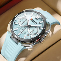 CURREN Men's Watch New Luxury Quartz Clock Original Silicone Sports Multi Functional Waterproof Luminous Date Timer Wrist Watch