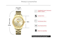 CURREN New Fashion Women Watches Top Brand Luxury Lady Girl Wristwatch Black Stainless Steel Bracelet Female Clock Gift 9009