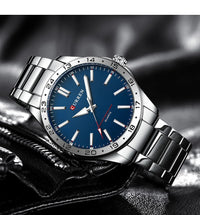 CURREN 8452 Men Quartz Watch Simple Fashion Leisure Business Clock Black Silvery Stainless Steel Strap Wristwatch for Male