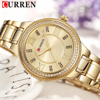 CURREN New Fashion Women Watch Top Brand Luxury Ladies Girl Wristwatch Gold Stainless Steel Bracelet Classic Female Clock 9004