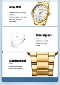 CURREN 8425 Neutral Round Baton-marked Stainless Steel Watch, Water-resistant Business Men's Wristwatch