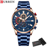 CURREN 8415 Men Luminous Watch Reloj Hombre Simple Multifunctional Quartz Watch Sport Stainless Steel Strap Business Waterproof
