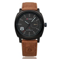 CURREN 8139 Men's Water-resistant Men's Quartz Watch Neutral-style Watch with Small Dial, Matte Genuine Leather Strap