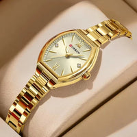 CURREN 9112 Minimalist Ladies' Quartz Watch, Barrel-shaped Waterproof Wristwatch with Roman Numeral