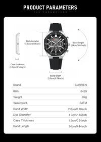 CURREN Sport Mens Watches Top Brand Luxury Auto Date Watch Men Waterproof Luminous AQUANAUT Quartz Watches for Men Reloj Hombre