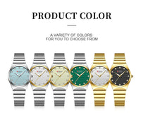 CURREN Luxury Classic Quartz Watch for Women Round Dial with Rhinestones Stainless Steel Bracelet Elegant Dress Wristwatch