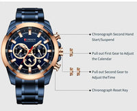 CURREN Quartz Watch for Men Top Brand Luxury Fashion Business Watches Steel Waterproof Man Sport Wristwatch Relogio Masculino