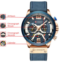 CURREN 8329 Casual Sport Watches for Men Top Brand Luxury Military Leather Wrist Watch Man Clock Fashion Chronograph Wristwatch