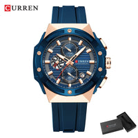CURREN 8462 Top Luxury Quartz Men's Watch Silicone Strap Multifunctional Timing Code Classic Luminous Waterproof Men's Watch
