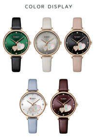 CURREN 9077 Ultra-thin Quartz Watch for Ladies, Waterproof Minimalist Small Dial Round Wristwatch
