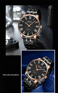 Curren 8422 Men's Minimalist Roman Numeral Quartz Watch, Water-resistant Round Business Wristwatch