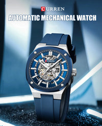 CURREN Watch for Men Automatic Mechanical Original Waterproof Silicone Strap Luminous Business Fashion clock
