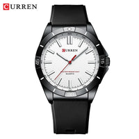 CURREN 8449 Men's Quartz Watch Fashion Leisure Outdoor Clock Analog Display Black Orange Silicone Strap Wristwatch for Male