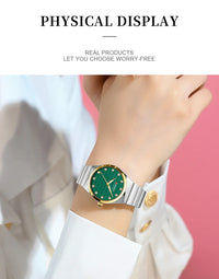 CURREN Luxury Classic Quartz Watch for Women Round Dial with Rhinestones Stainless Steel Bracelet Elegant Dress Wristwatch