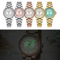 CURREN Romantic Charm Women's Wristwatches Fashion Design Thin Quartz Watch with Luminous Hands Stainless Steel Bracelet