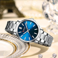 CURREN New Watch Women Fashion Casual Stainless Steel Watches Simple Ladies Round Dial Quartz Wristwatches Clock Reloj Mujer