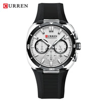 CURREN Men's Watch New Luxury Quartz Clock Original Silicone Sports Multi Functional Waterproof Luminous Date Timer Wrist Watch