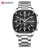 CURREN Stainless Steel Watch with Timer Calendar Luminous Hands And Stainless Steel Bracelet