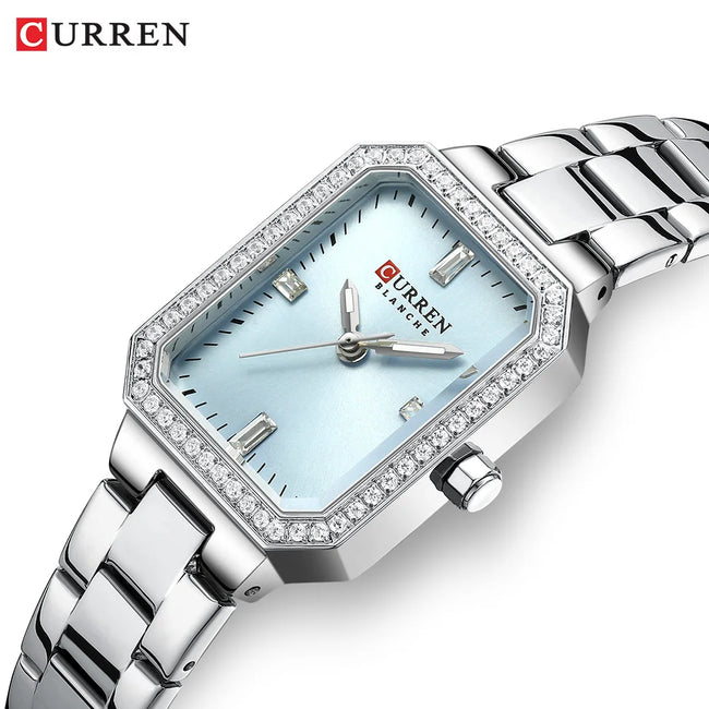 CUREEN New Luxury Lady's Watches Elegant Waterproof Quartz Watch Rectangular Dial Female Clock Gold
