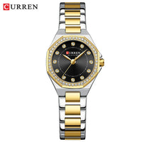 CURREN Luxury Elegance Watch for Women Simple Quartz Wristwatches with Sparkling Rhinestones Stainless Steel Bracelet Waterproof