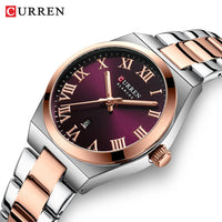 CURREN 9095 Women's Roman Letter Quartz Watch Waterproof Calendar Ladies' Watch