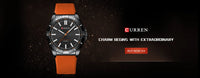 CURREN 8449 Men's Quartz Watch Fashion Leisure Outdoor Clock Analog Display Black Orange Silicone Strap Wristwatch for Male