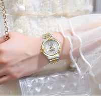 CURREN 9096 Women Watch Luxury Elegant Quartz Wristwatch with 32mm Dial Rhinestone Stainless Steel Band Ladies Gift Reloj Mujer